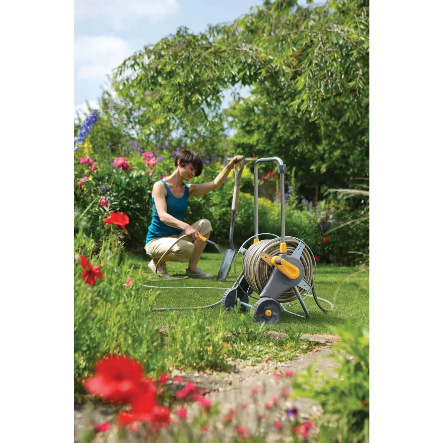 Hozelock Assembled 60m Metal Cart 2 Hozelock Assembled 60m Metal Cart - Image 2