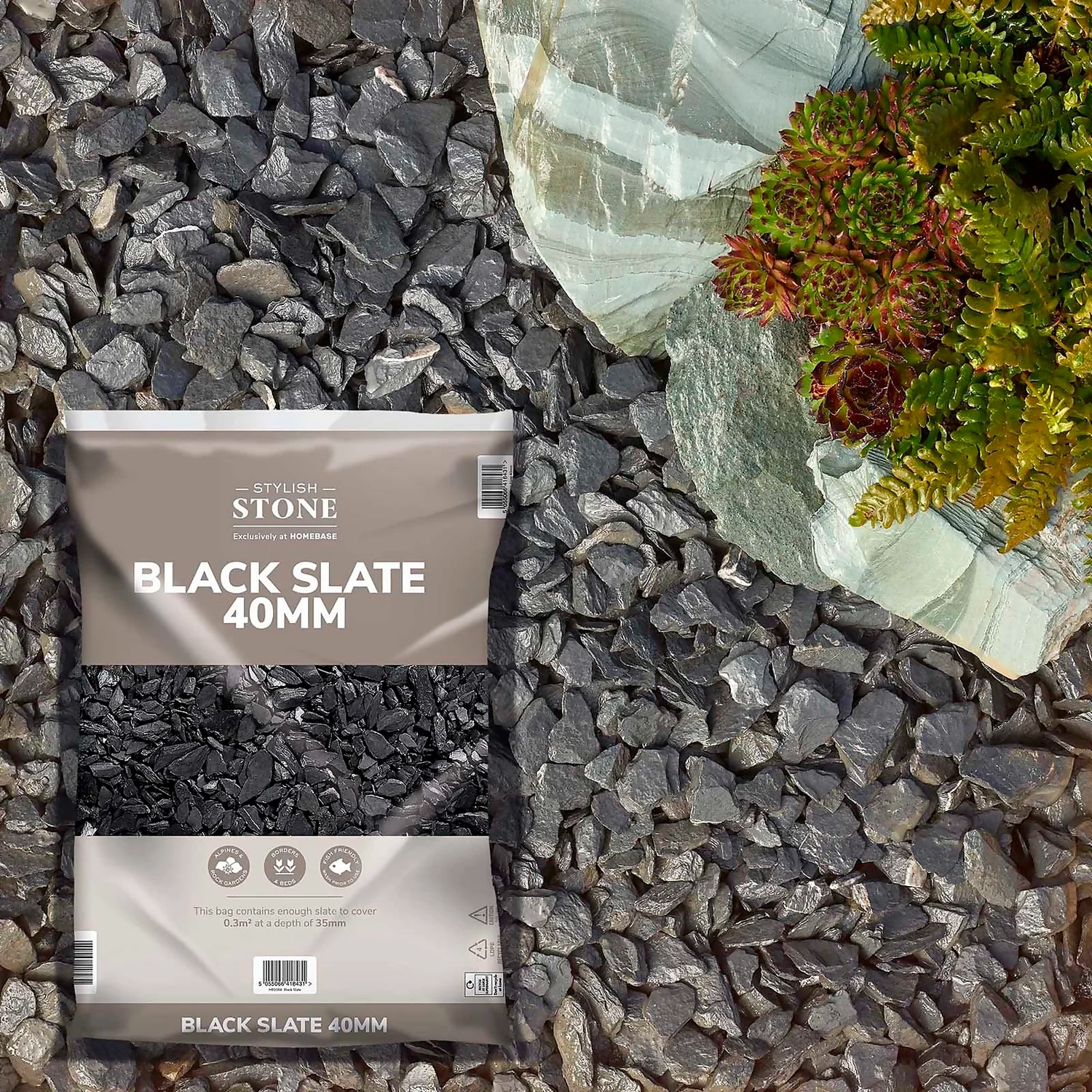 Stylish Stone Black Slate - Large Pack - 19kg 1 Stylish Stone Black Slate - Large Pack - 19kg