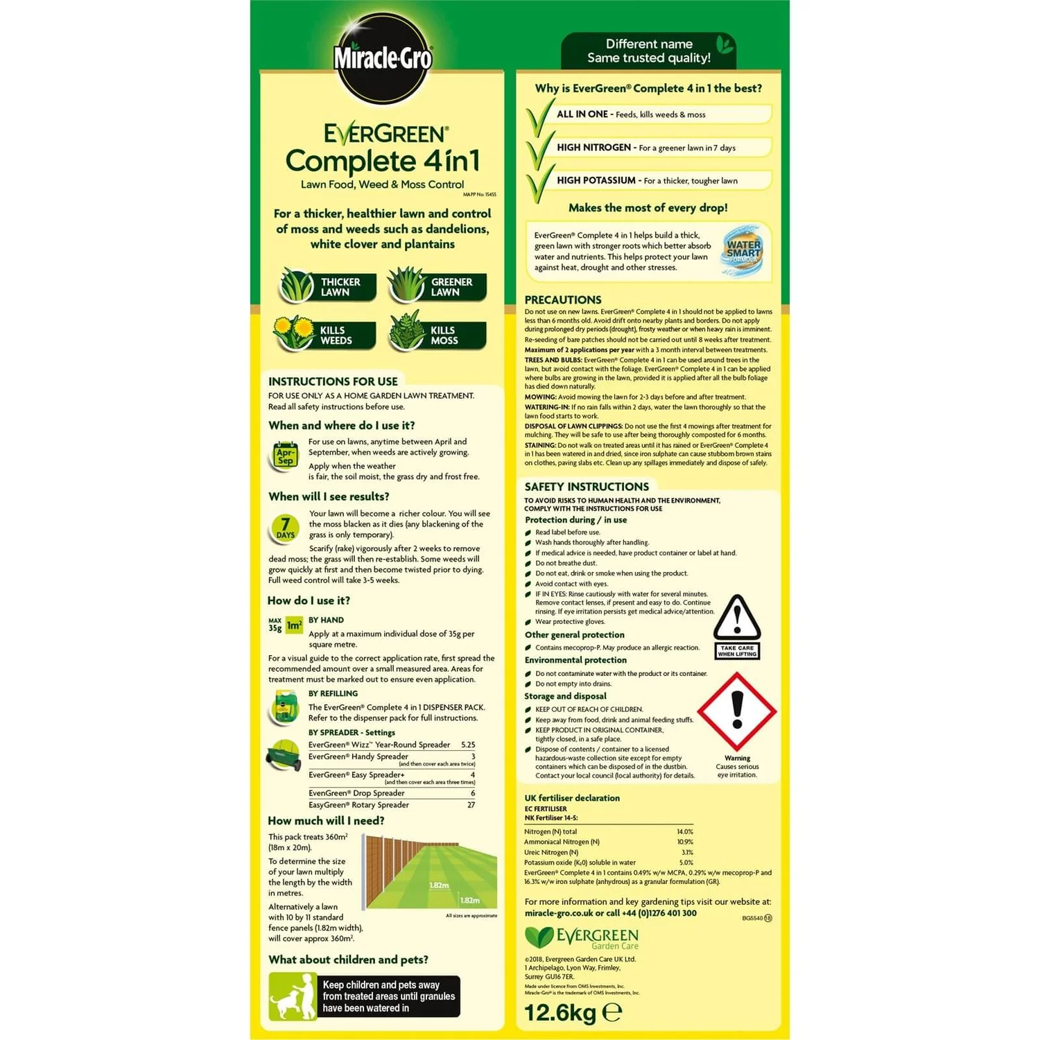 Miracle-Gro EverGreen Complete 4-in-1 Lawn Food, Weed & Moss Killer - 360m2 2 Miracle-Gro EverGreen Complete 4-in-1 Lawn Food, Weed & Moss Killer - 360m2 - Image 2