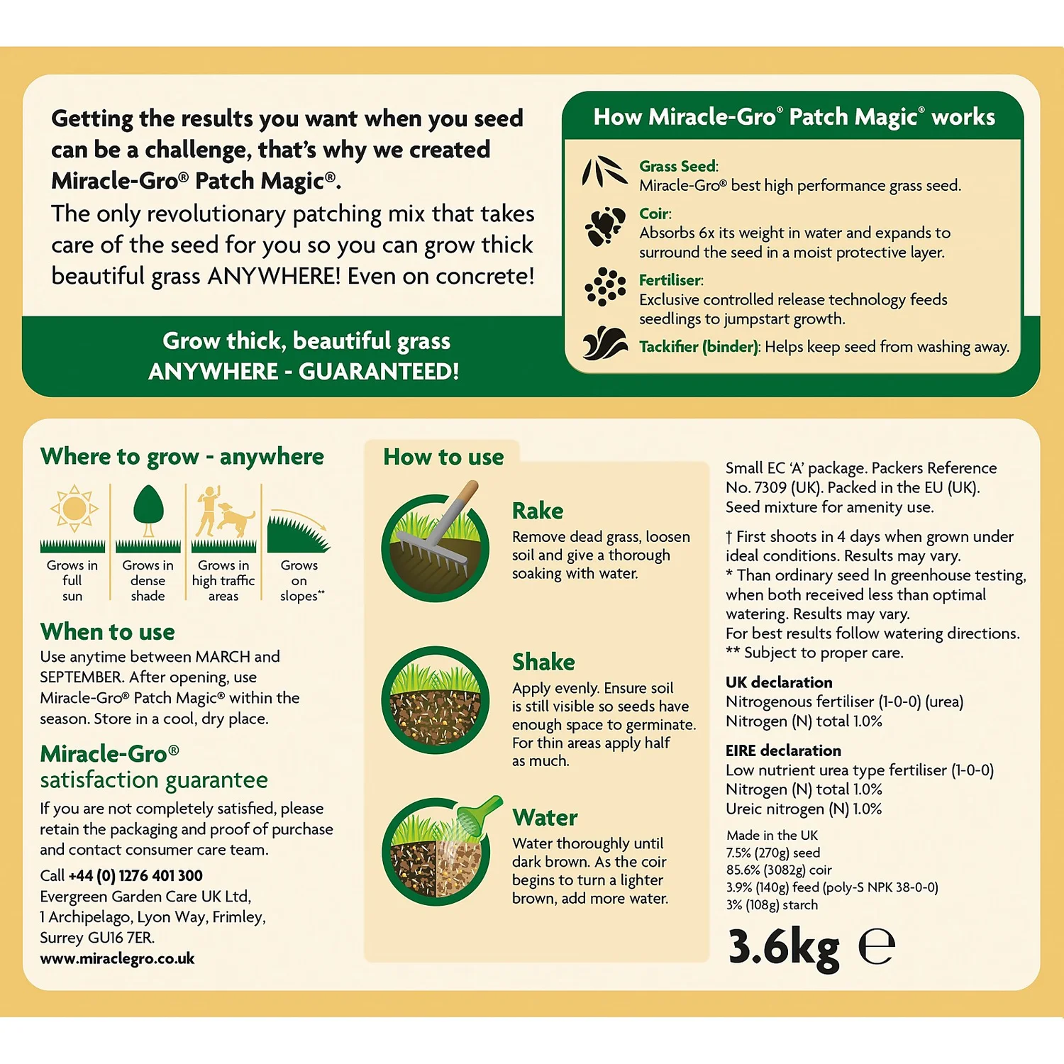 Miracle-Gro Patch Magic Grass Seed, Feed & Coir - 48 Patch Bag 2 Miracle-Gro Patch Magic Grass Seed, Feed & Coir - 48 Patch Bag - Image 2