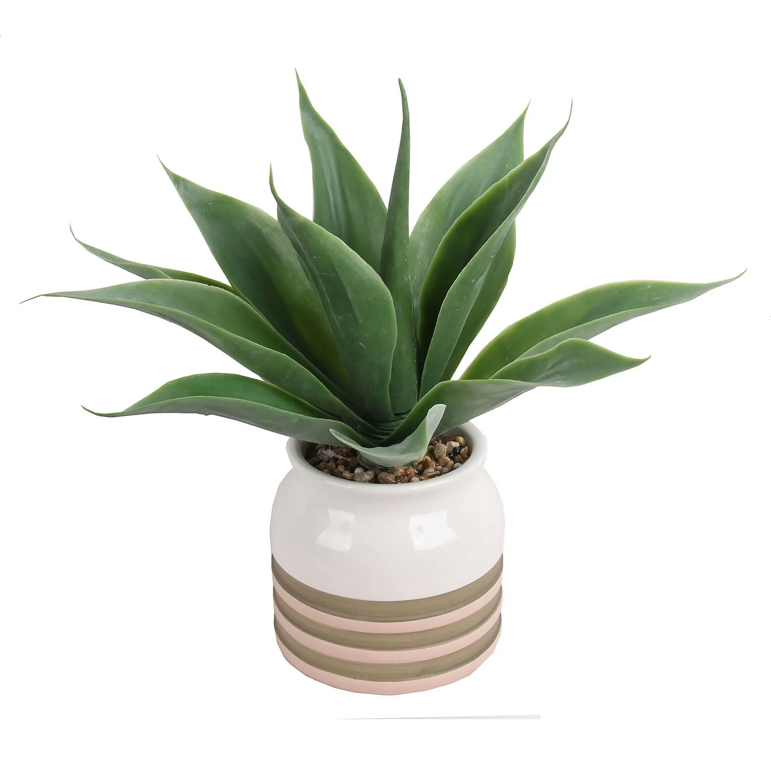 Artificial Aloe Vera In Striped Pot 2 Artificial Aloe Vera In Striped Pot - Image 2