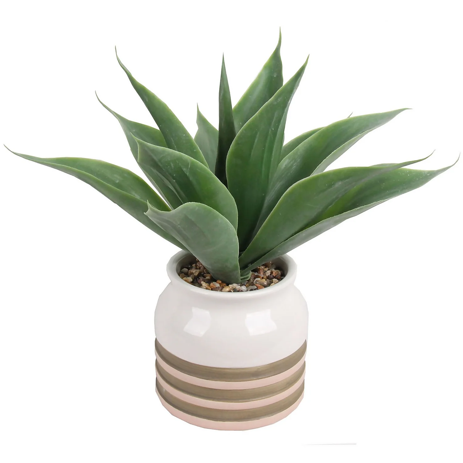 Artificial Aloe Vera In Striped Pot 1 Artificial Aloe Vera In Striped Pot