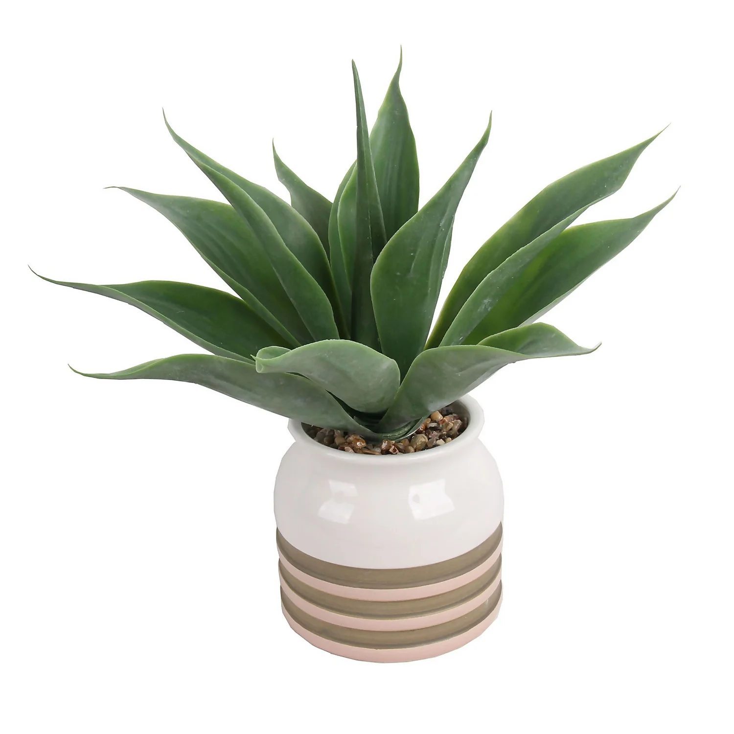 Artificial Aloe Vera In Striped Pot 3 Artificial Aloe Vera In Striped Pot - Image 3
