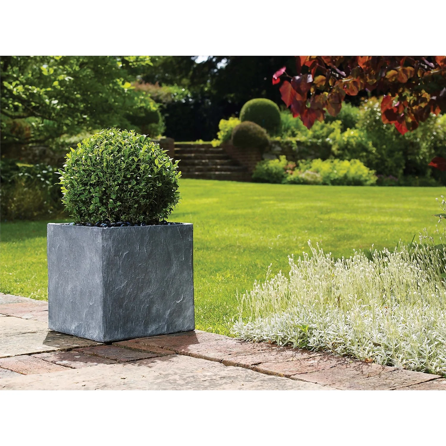 Slate Cube Pot - 31cm 2 Slate Cube Pot - 31cm - Image 2