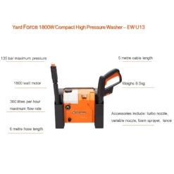 Yard Force 1800W 135Bar Compact Pressure Washer -Gardening Tool Store 12892251 9054929620347179