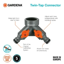 GARDENA Twin Tap Connector 26.5 Mm (G 3/4") -Gardening Tool Store 13043402 2014907556796263