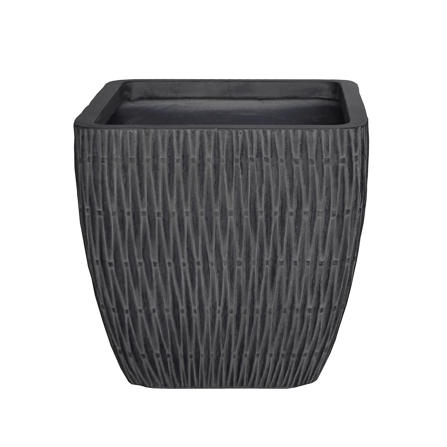 House Beautiful Roma Weave Charcoal Square Pot - 25cm 1 House Beautiful Roma Weave Charcoal Square Pot - 25cm