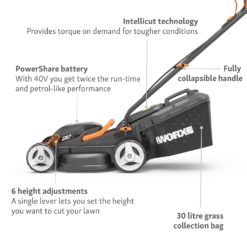 WORX 40V WG779E.1 Cordless Lawn Mower - 34cm 10 WORX 40V WG779E.1 Cordless Lawn Mower - 34cm -Gardening Tool Store 13326413 2294944673153362