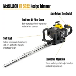 McCulloch HT5622 Petrol Hedge Trimmer -Gardening Tool Store 13524822 1964936893562440