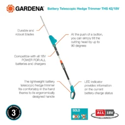 GARDENA Telescopic Cordless 18V Hedge Trimmer 10 GARDENA Telescopic Cordless 18V Hedge Trimmer -Gardening Tool Store 13524827 1334936344375021