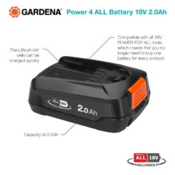 GARDENA Power 4 ALL Battery 18V 2.0Ah -Gardening Tool Store 13524833 2014936417433742