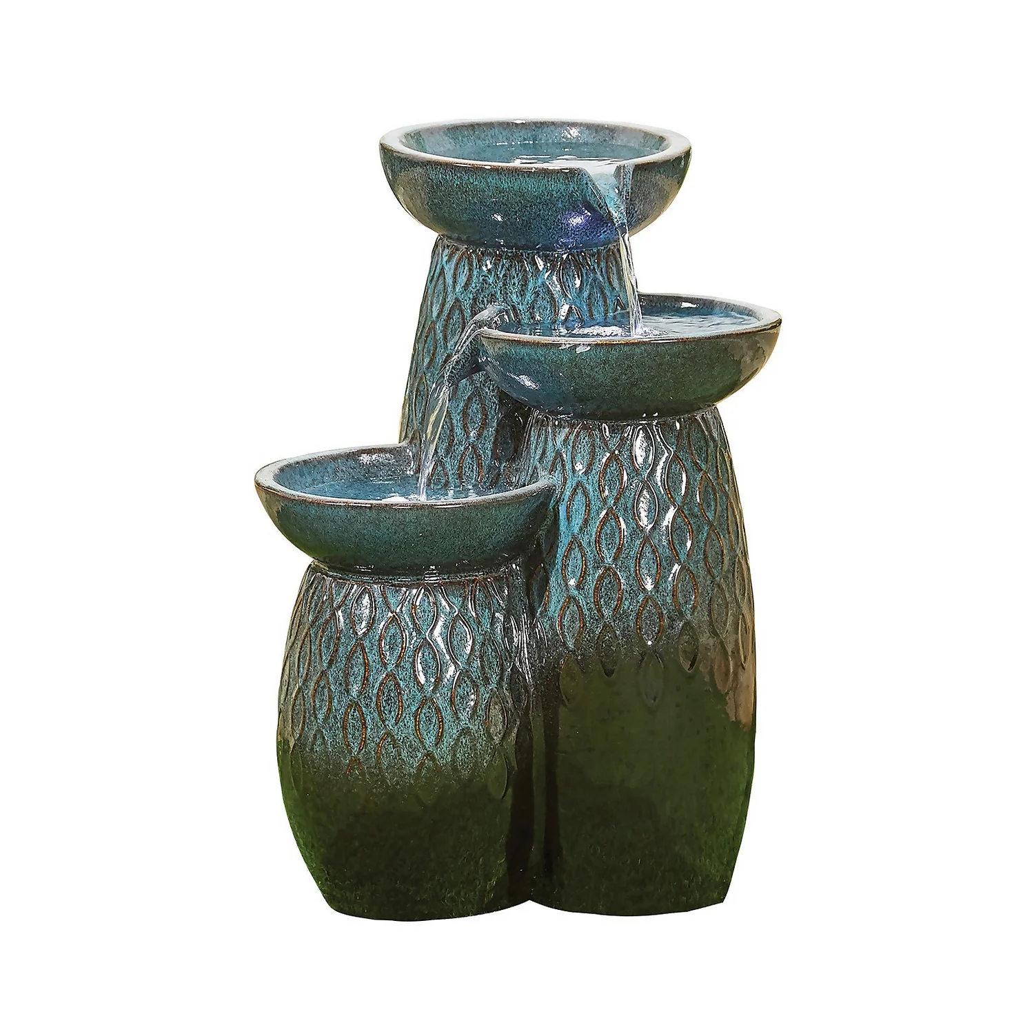 Stylish Fountain Glazed Trio Water Feature With LEDs 1 Stylish Fountain Glazed Trio Water Feature With LEDs