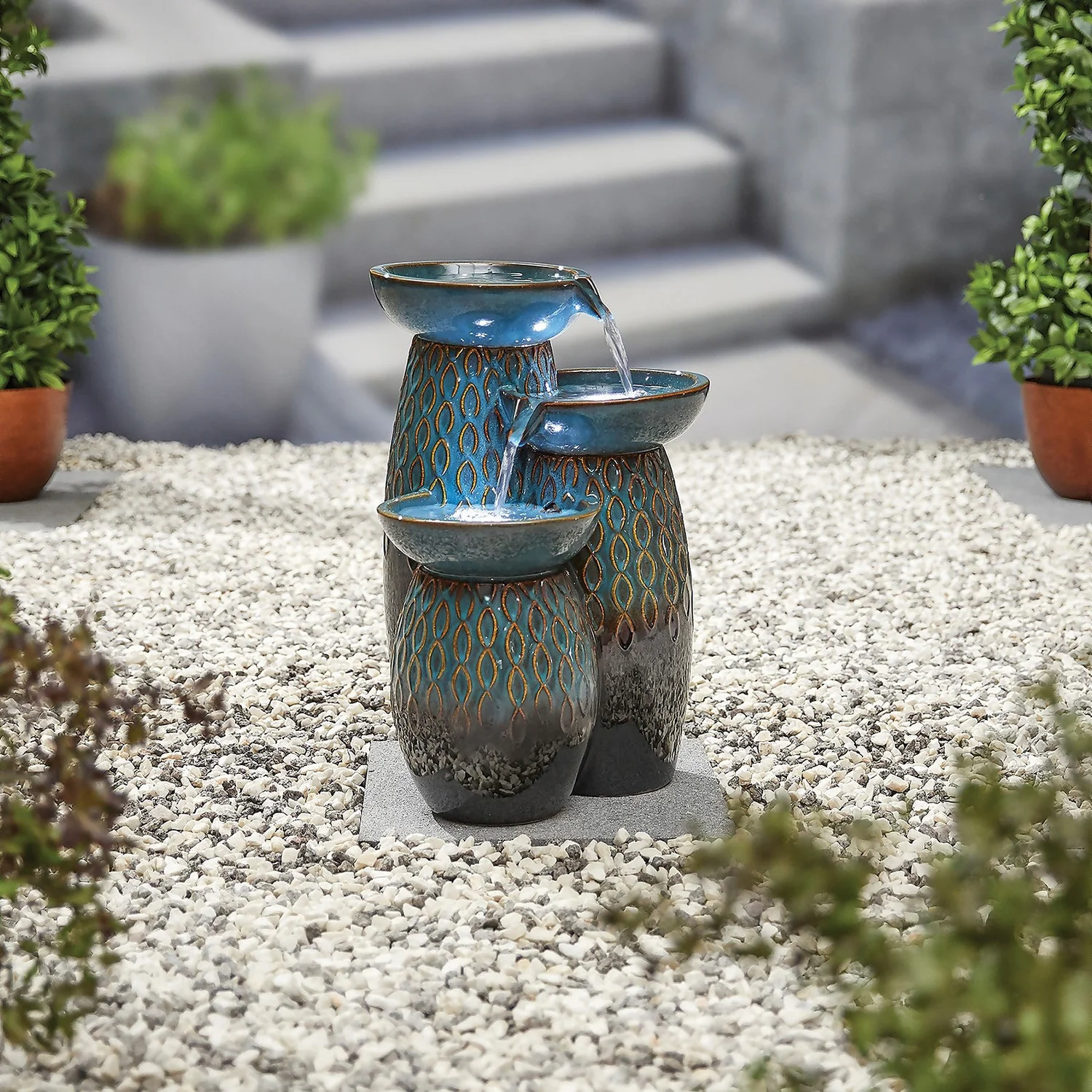 Stylish Fountain Glazed Trio Water Feature With LEDs 3 Stylish Fountain Glazed Trio Water Feature With LEDs - Image 3