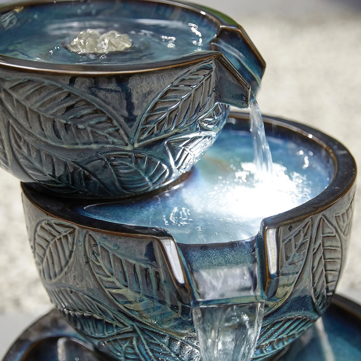 Stylish Fountain Fossil Leaf Water Feature With LEDs 4 Stylish Fountain Fossil Leaf Water Feature With LEDs - Image 4