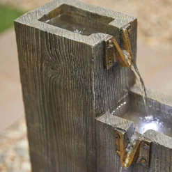 Stylish Fountain Coastal Sleepers Water Feature With LEDs -Gardening Tool Store 13846058 6494962027548508