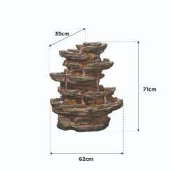 Stylish Fountain Red Rock Springs Water Feature With LEDs -Gardening Tool Store 13846066 4644978881022410