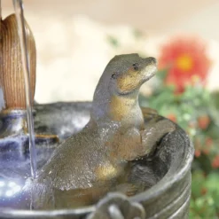 Stylish Fountain Playful Otters Water Feature With LEDs -Gardening Tool Store 13846072 1744962027851034