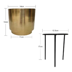 Brass Indoor Plant Pot With Straight Stand - 14cm -Gardening Tool Store 13887189 3074999809676395