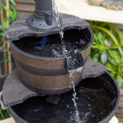 Stylish Fountain Whiskey Barrels Garden Water Feature -Gardening Tool Store 13944159 2555005845016341