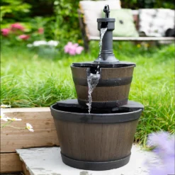 Stylish Fountain Whiskey Barrels Garden Water Feature -Gardening Tool Store 13944159 3115005845107244