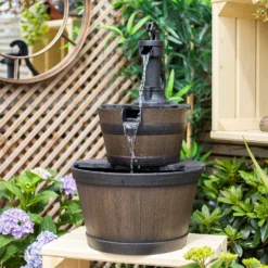 Stylish Fountain Whiskey Barrels Garden Water Feature -Gardening Tool Store 13944159 7015005844786958