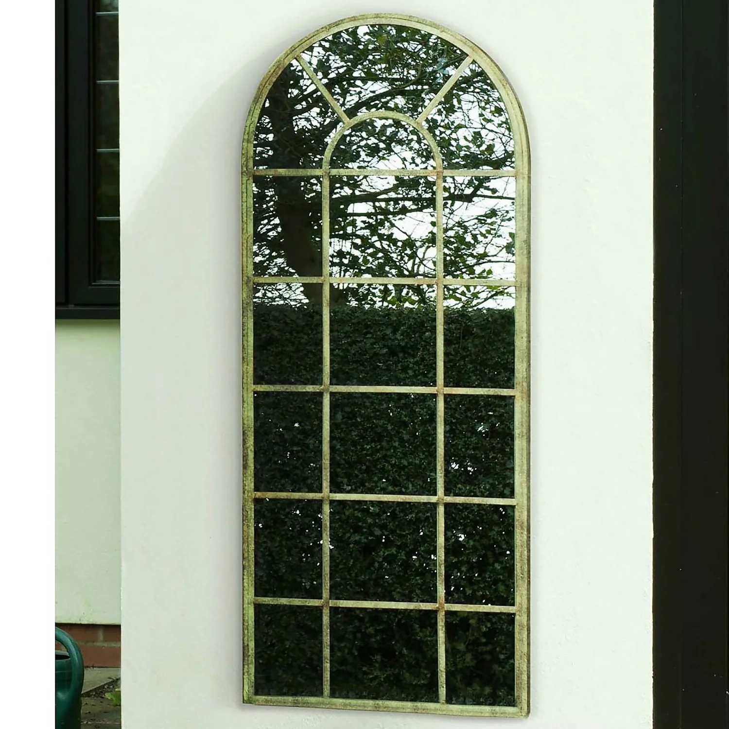 MirrorOutlet Green Country Rustic Multi Panel Design Garden Mirror - 140x56cm 1 MirrorOutlet Green Country Rustic Multi Panel Design Garden Mirror - 140x56cm