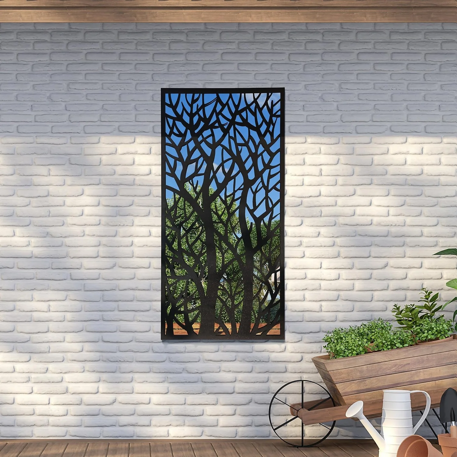 Amarelle Large Metal Tree Design Decorative Garden Mirror - 120x60cm 1 Amarelle Large Metal Tree Design Decorative Garden Mirror - 120x60cm
