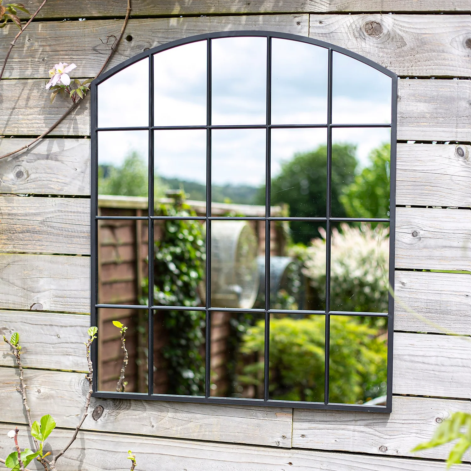 Black Industrial Arch Garden Mirror 2 Black Industrial Arch Garden Mirror - Image 2