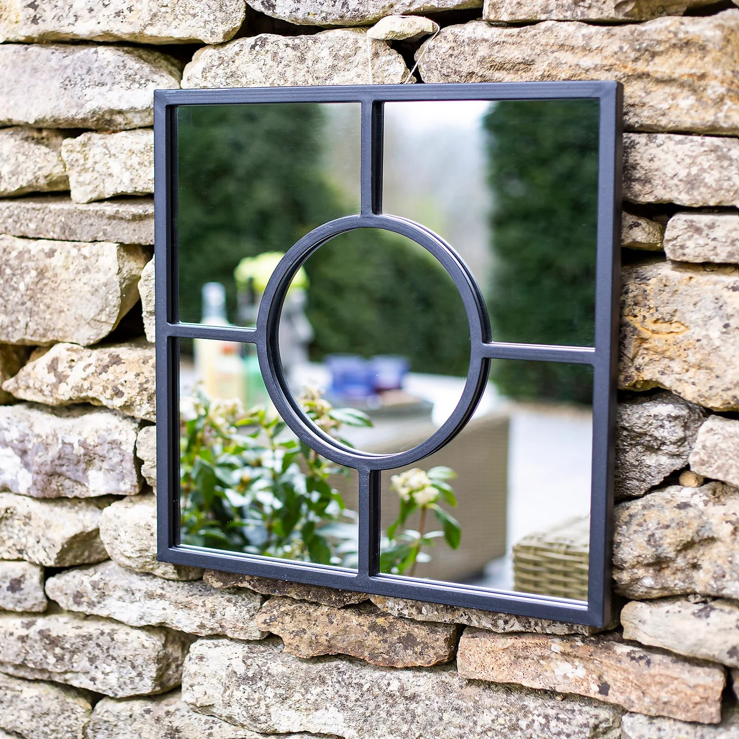 Black Square Garden Mirror 3 Black Square Garden Mirror - Image 3