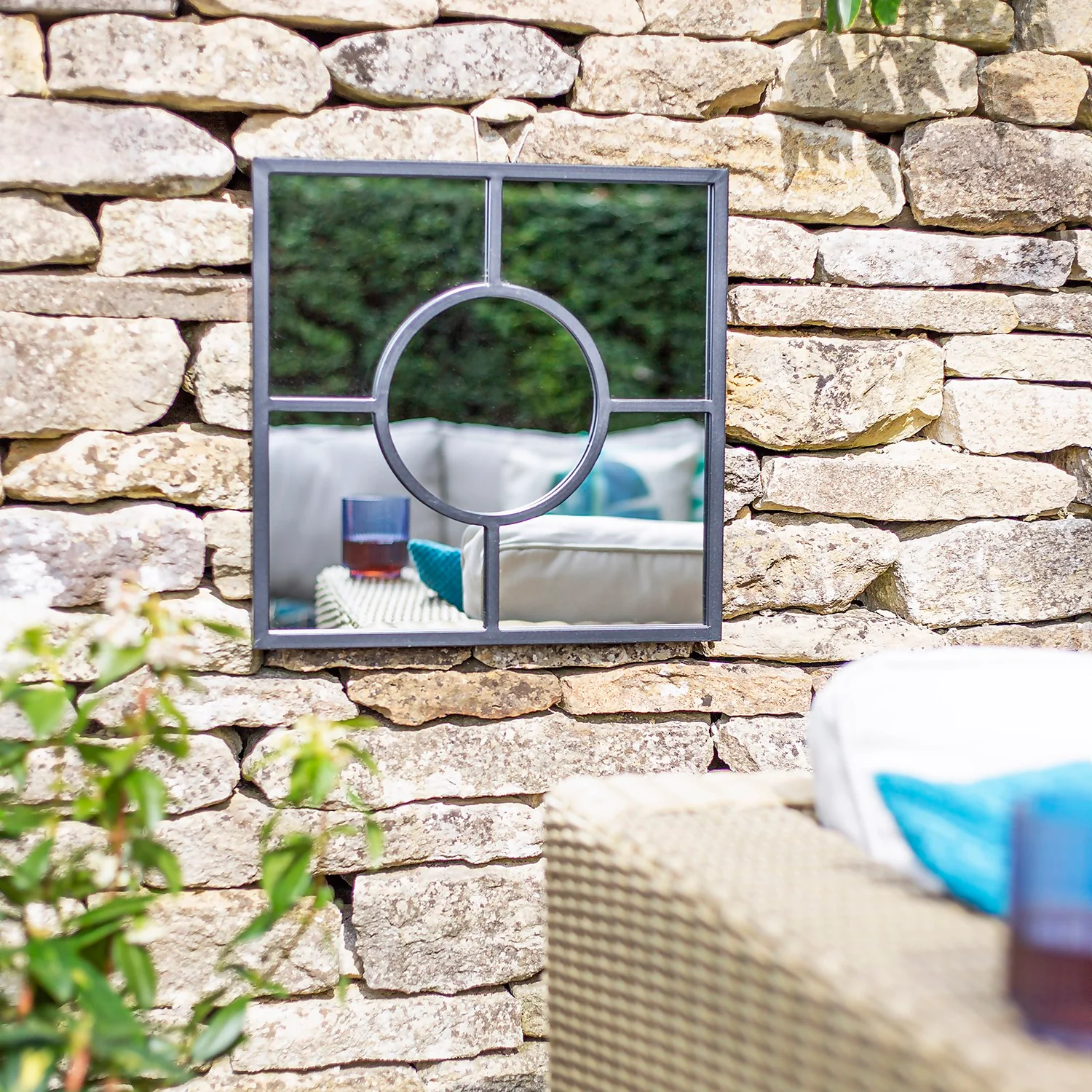 Black Square Garden Mirror 2 Black Square Garden Mirror - Image 2