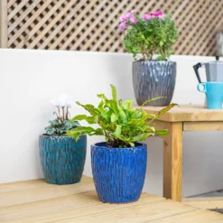 Chiswick Textured Pot Blue - 32cm 10 Chiswick Textured Pot Blue - 32cm -Gardening Tool Store 13973624 1815011242864714