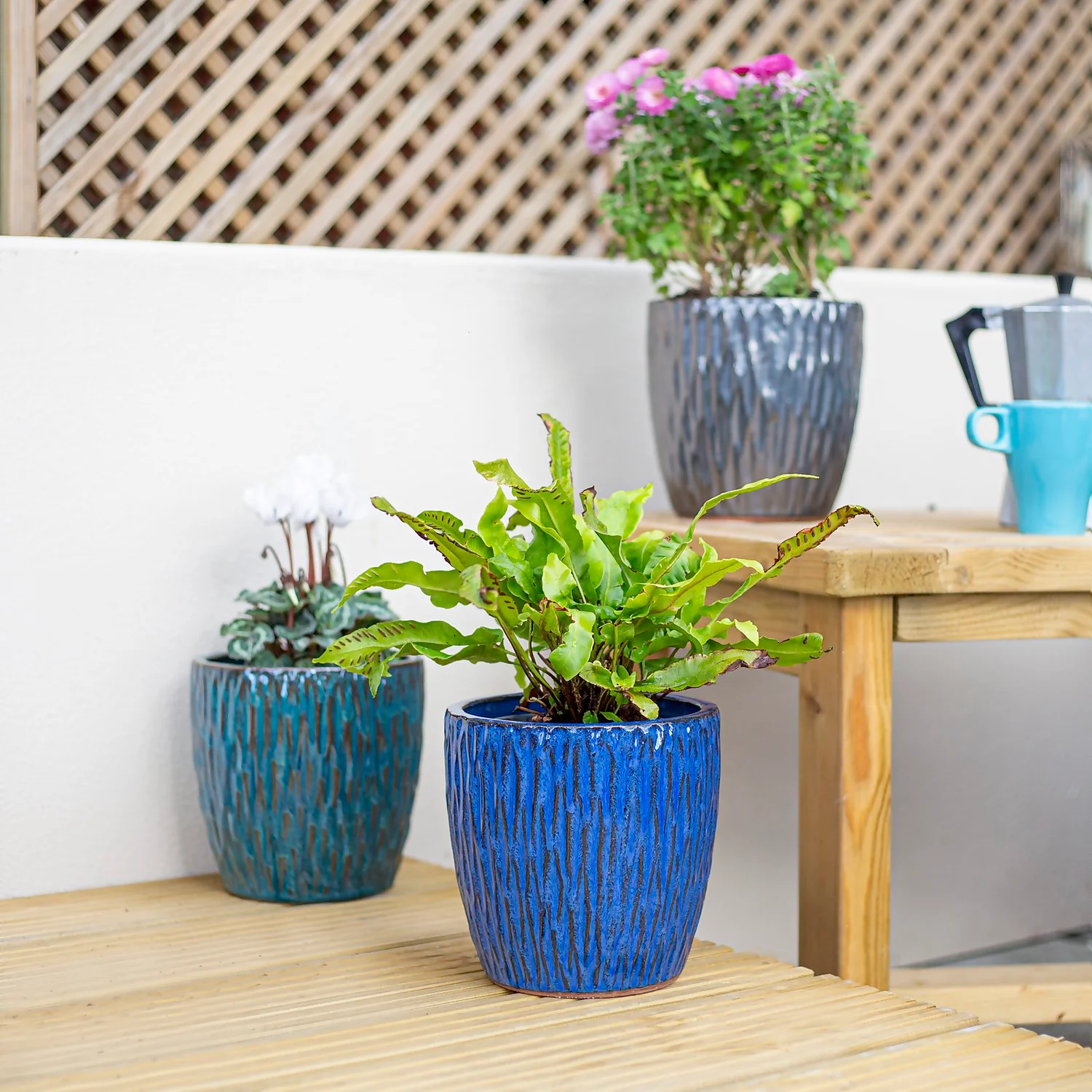 Chiswick Textured Pot Blue - 32cm 5 Chiswick Textured Pot Blue - 32cm - Image 5