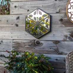 Hexagonal Laser Cut Outdoor Mirror 35cm - Black -Gardening Tool Store 13981007 7105005835377797