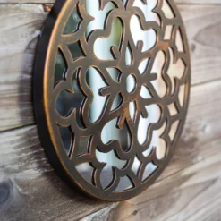 Round Laser Cut Outdoor Mirror 35cm - Bronze -Gardening Tool Store 13981008 1435005835489778