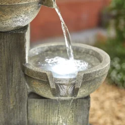 Stylish Fountain Ash Columns Water Feature With LEDs -Gardening Tool Store 14519359 2355047822573173